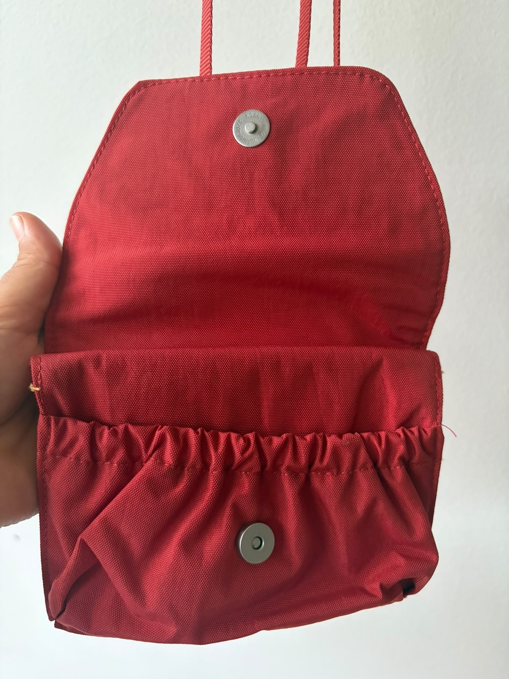 Women's Red Nylon Crossbody Bag with Magnetic Closure